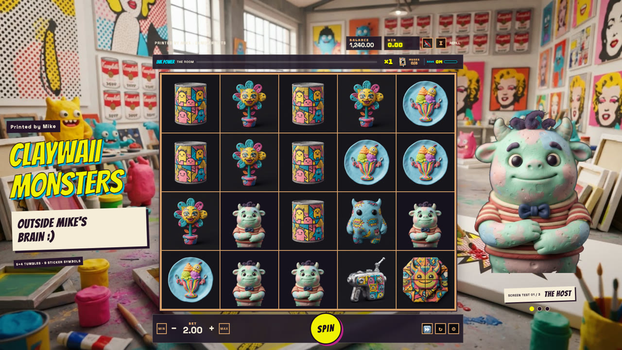 Claywaii Monsters, a slot printed in The Factory