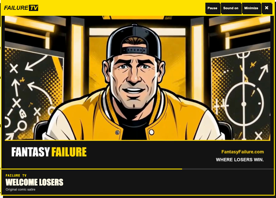 Failure TV with its host at the desk