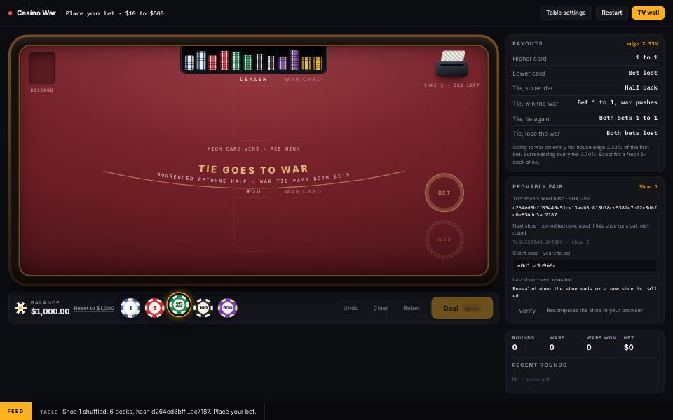 Casino War demo