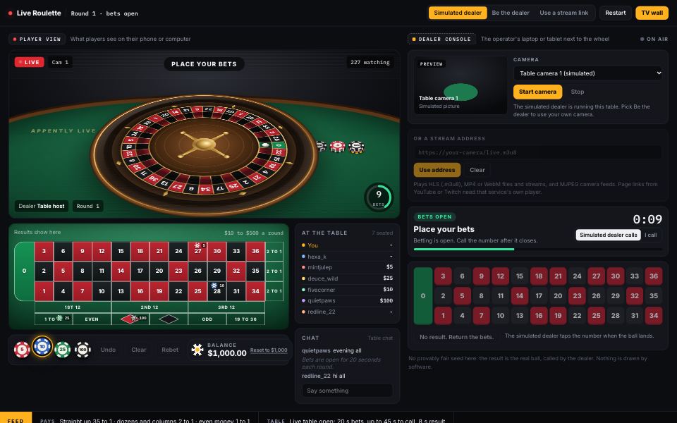 Live Roulette demo