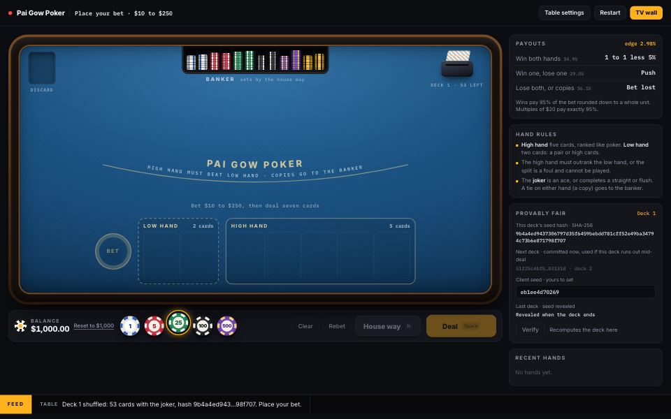 Pai Gow Poker demo