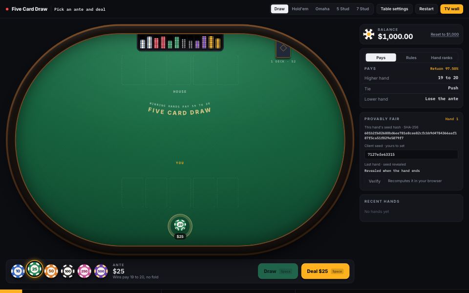 Five Card Draw demo