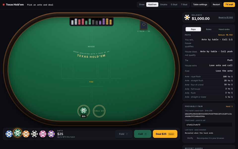Texas Hold'em demo