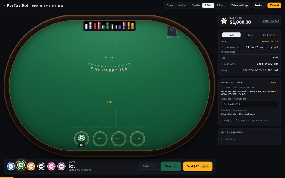 Five Card Stud demo