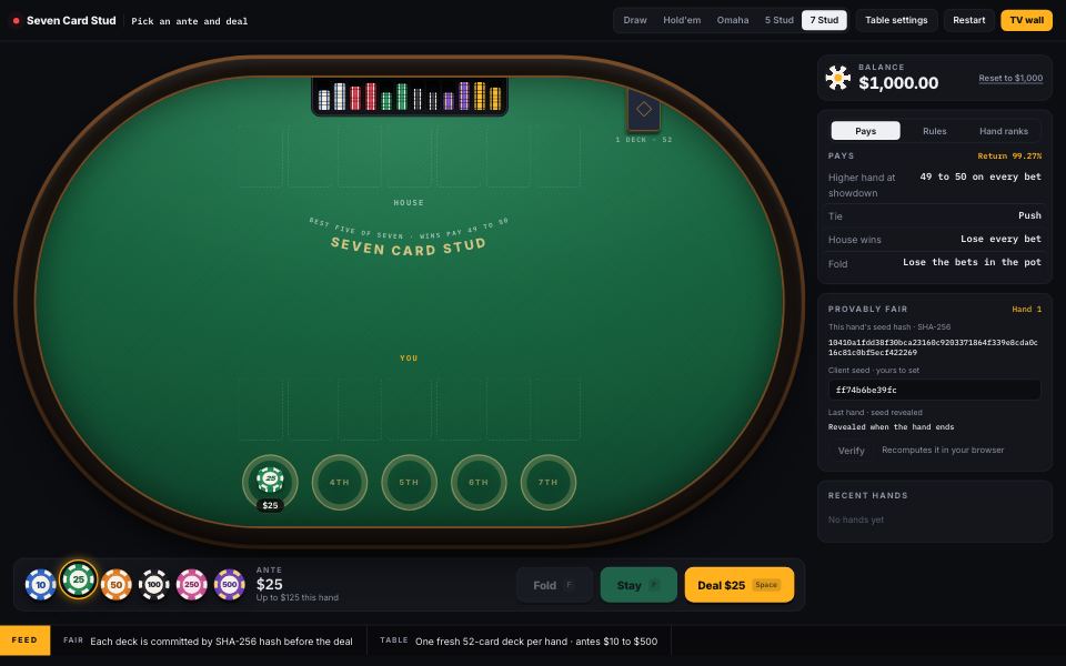 Seven Card Stud demo