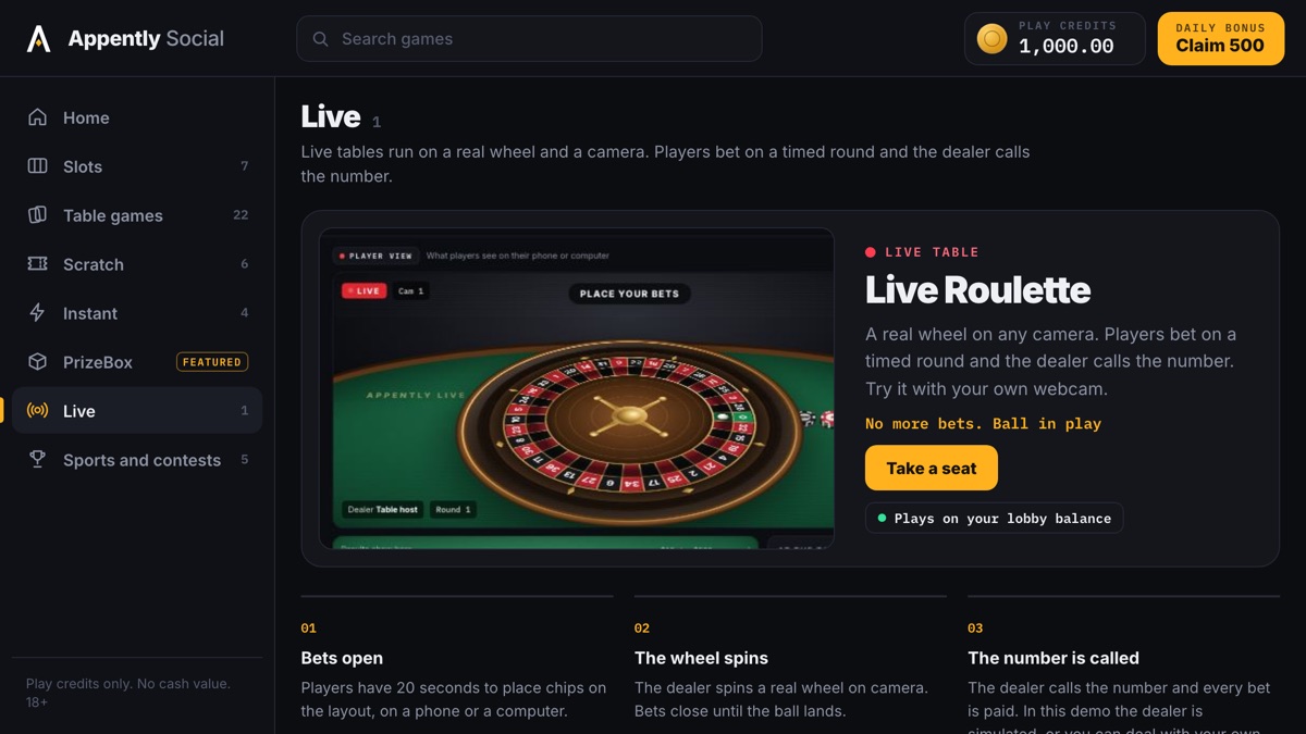 Live Roulette in the lobby with the round clock