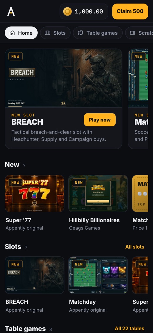 The Appently Social lobby on a phone
